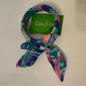 NEW LILLY PULITZER BRACELET FABRIC WRAPPED BANGLE BENNET BLUE CELESTIAL SEAS OS
